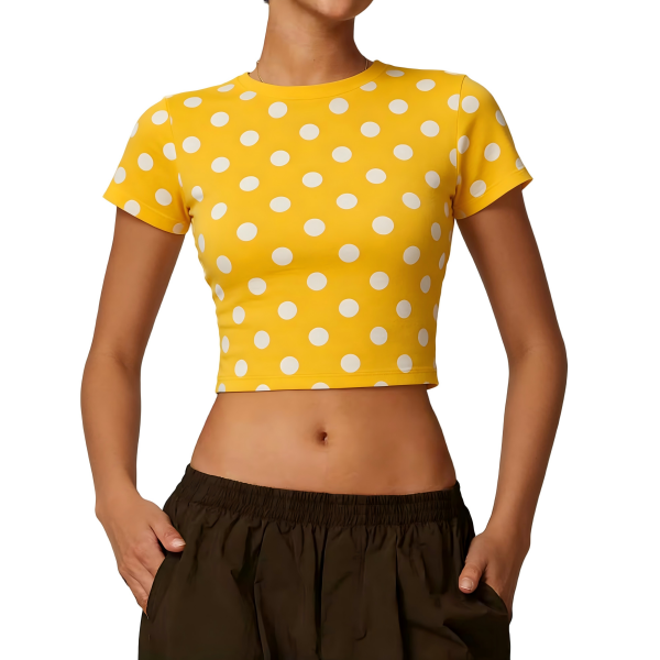 Yellow Polka Dot Crop Top – Vibrant and Chic