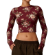 Floral Elegance Long Sleeve Crop Top
