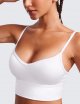 Womens Sweetheart Longline Sports Bra - V Neck Adjustable Thin Strap Yoga Bra Camisole Padded Crop Top