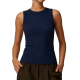 Navy Blue Sleeveless Ribbed Tank Top